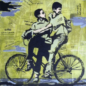 The two children and the bike